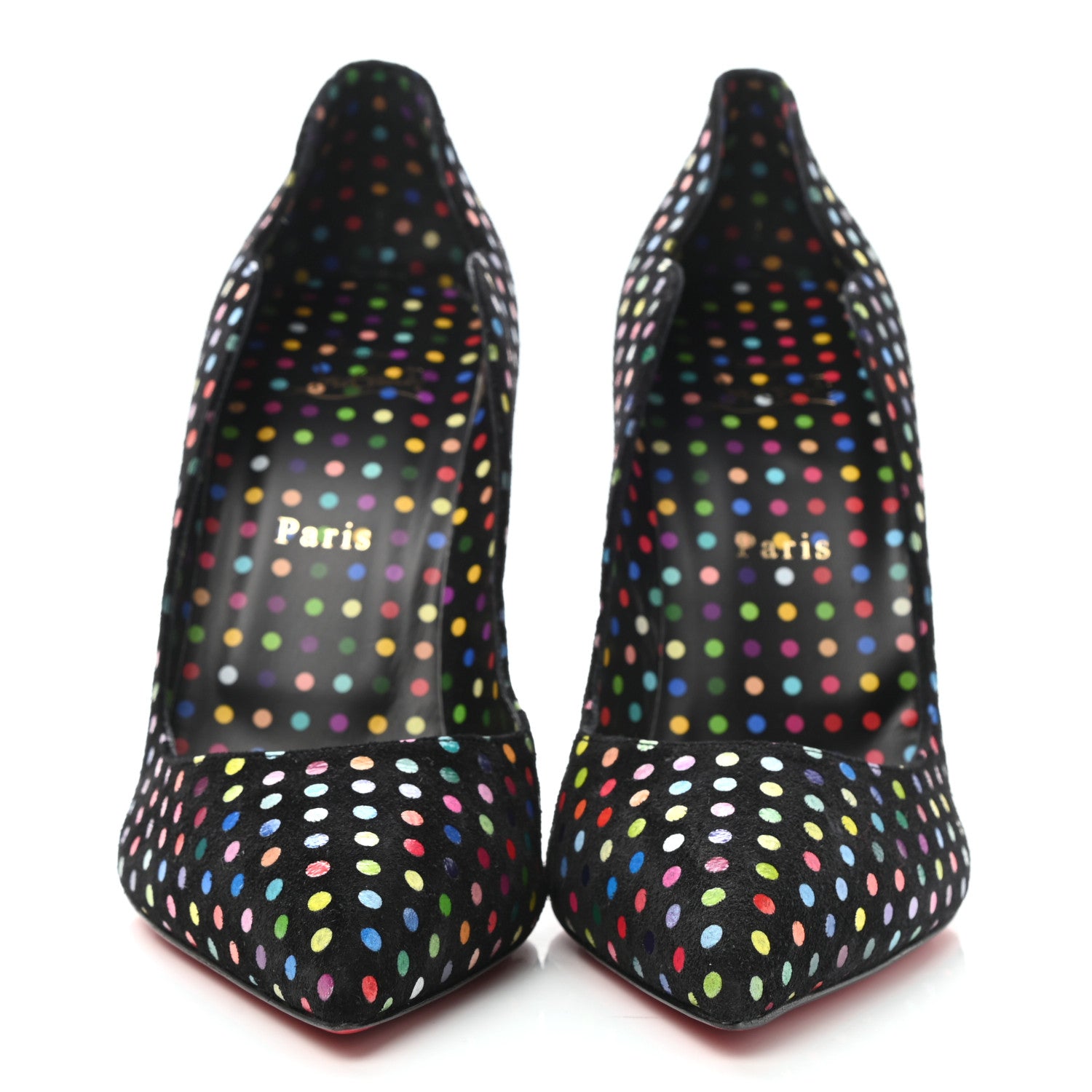 Christian Louboutin Suede Polka Dot Hot Chick 100 Pumps 40.5 Black Multicolor 2 of 8