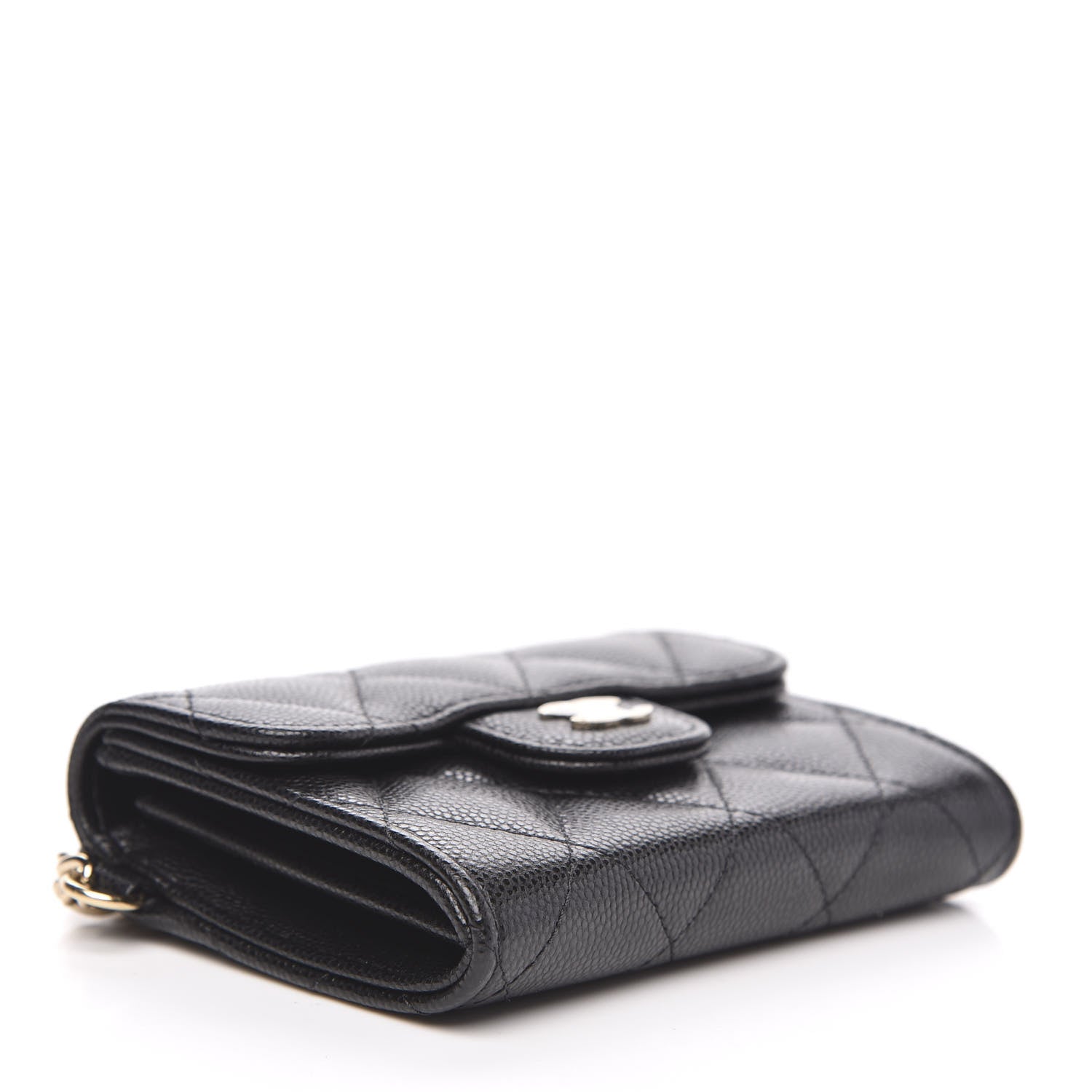 Chanel Caviar Quilted Flap Card Holder Chain Wristlet Black 4 of 8