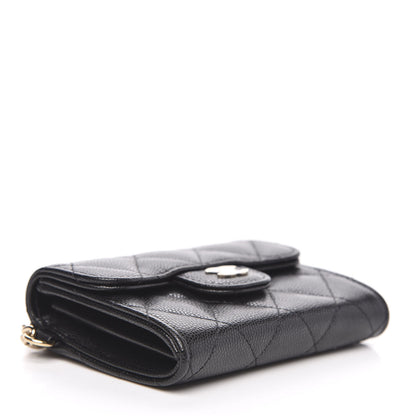 Chanel Caviar Quilted Flap Card Holder Chain Wristlet Black 4 of 8