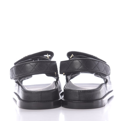 Chanel Grained Calfskin Velcro Dad Sandals 38 Black 5 of 11
