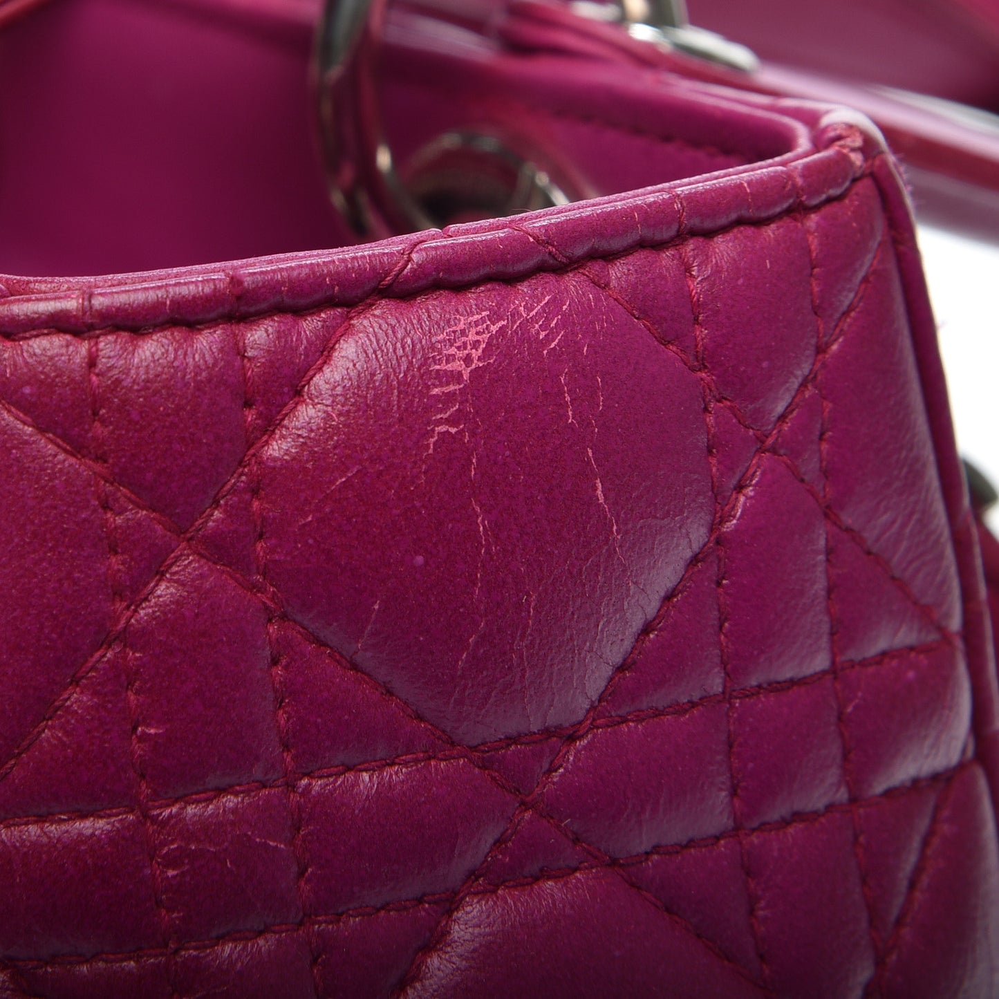 Lambskin Cannage Medium Lady Dior Fuchsia