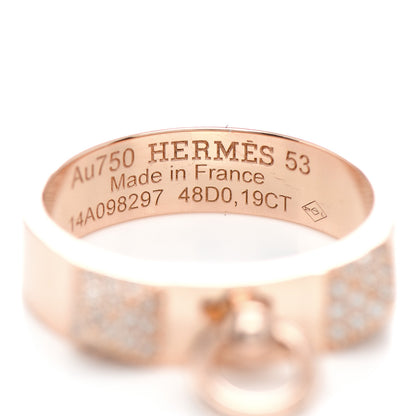 Hermes 18K Rose Gold Diamond PM Collier De Chien Ring 53 6.5 4 of 4