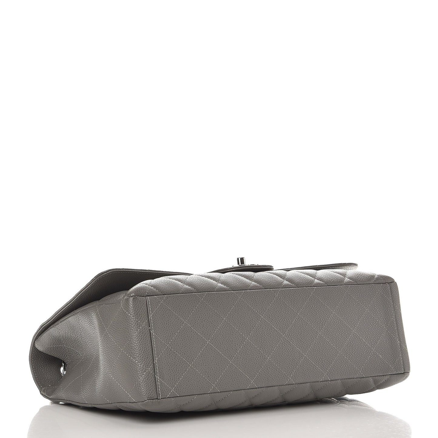Caviar Quilted Maxi Single Flap Grey