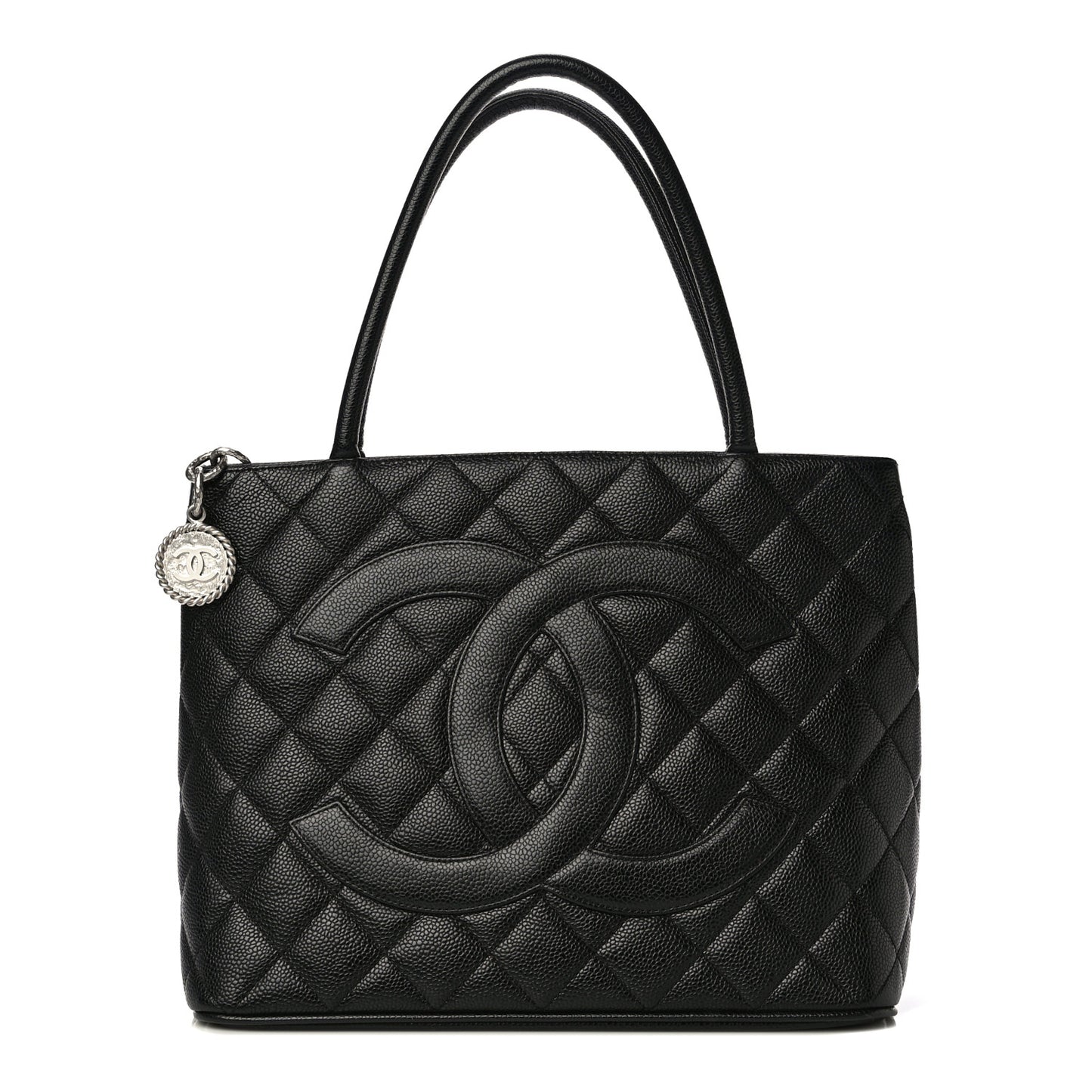 Caviar Quilted Medallion Tote Black