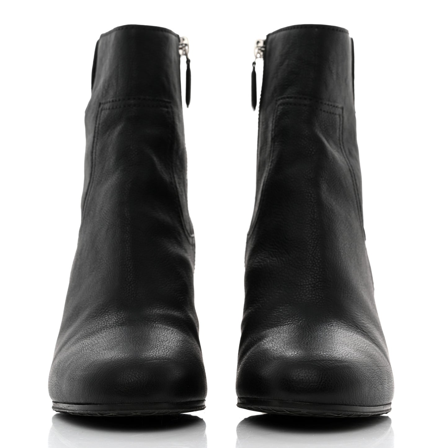 Goatskin Calfskin CC Short Boots 39 Black White
