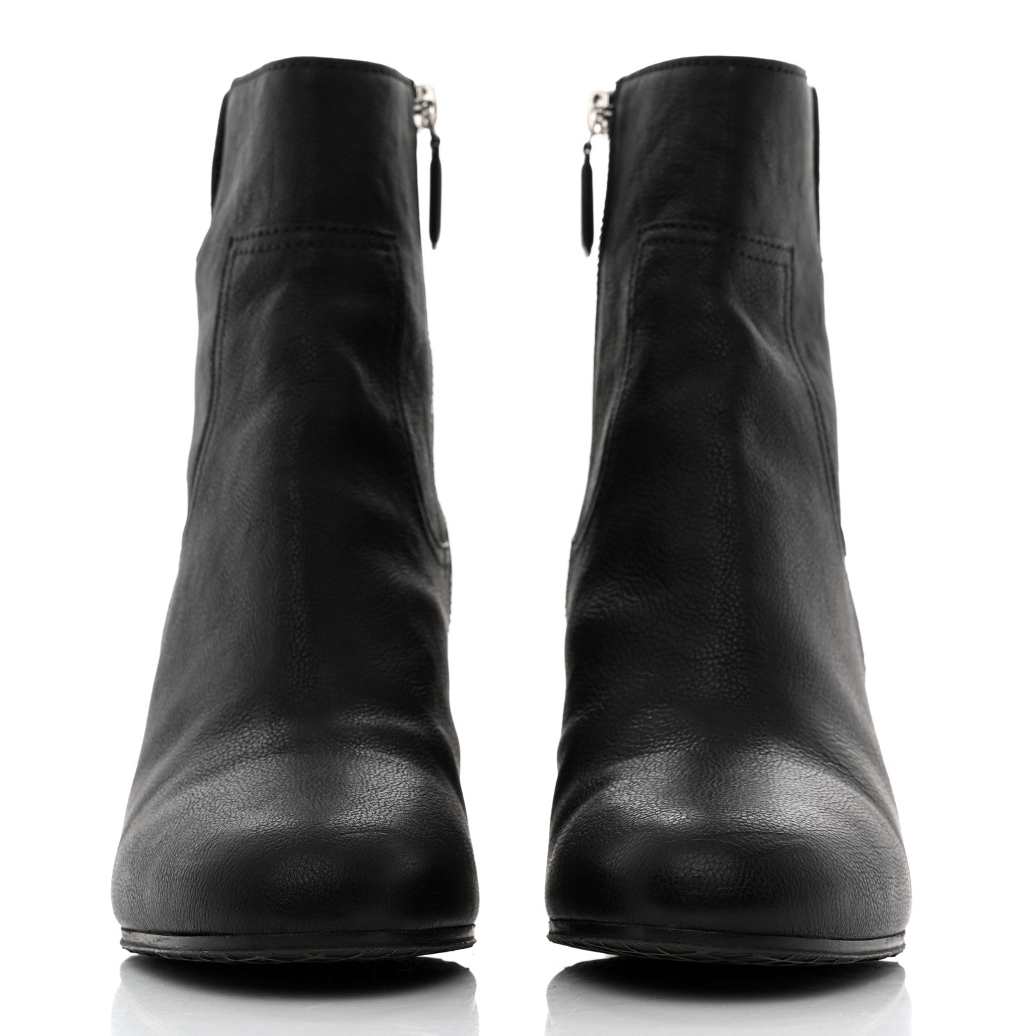 Chanel Goatskin Calfskin CC Short Boots 39 Black White 2 of 9