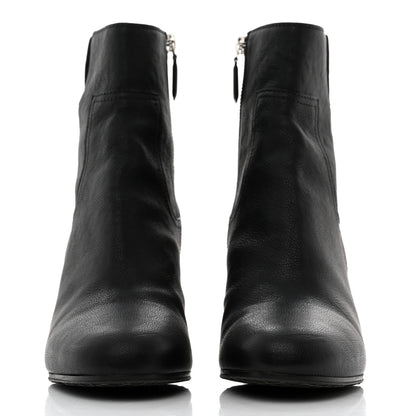 Chanel Goatskin Calfskin CC Short Boots 39 Black White 2 of 9