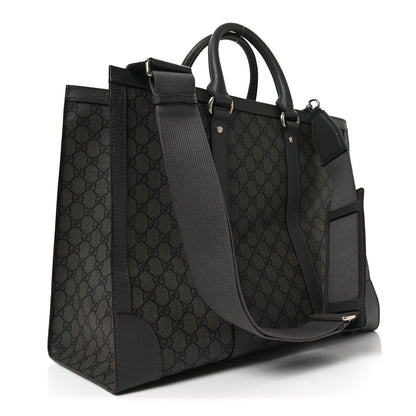 Gucci GG Supreme Monogram Textured Dollar Calfskin Large Ophidia Tote Bag Grey Black Graphite Grey 3 of 10