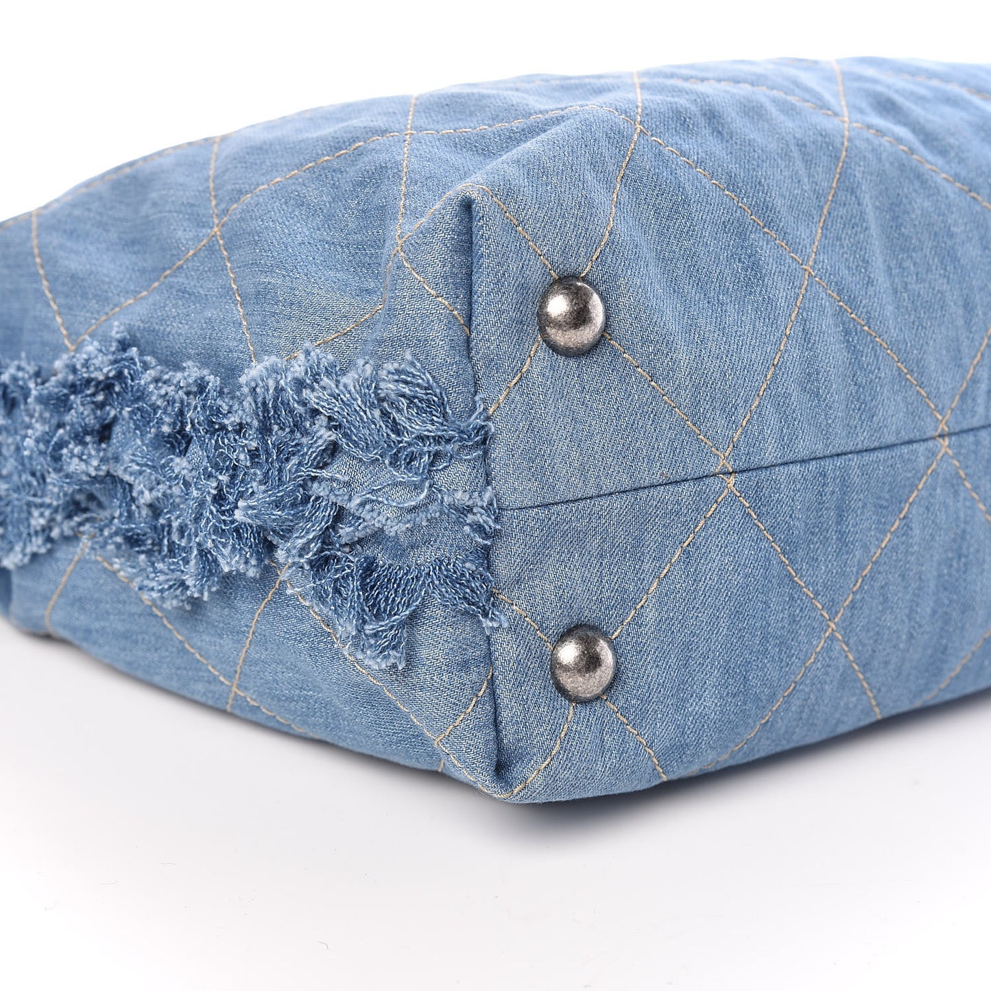 Denim Quilted Chain Hobo Light Blue