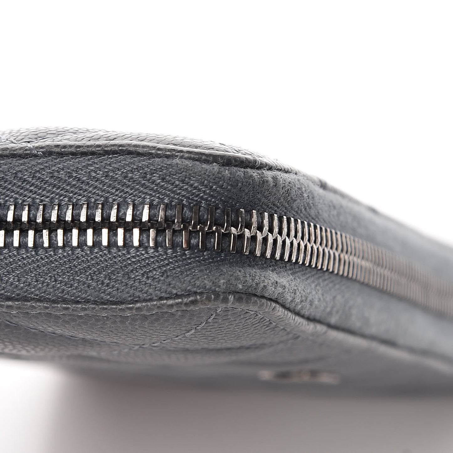 Caviar Quilted Large Gusset Zip Around Wallet Grey