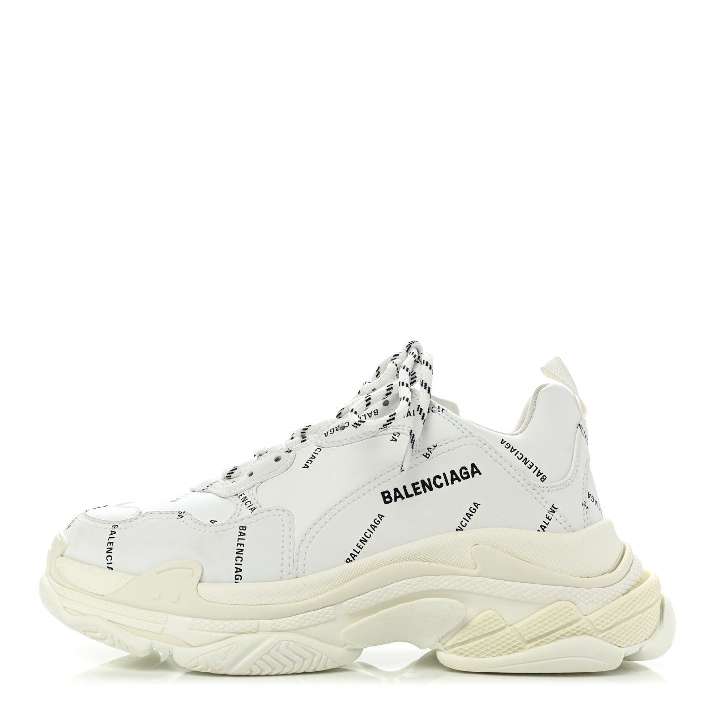 Technical Fabric Allover Logo Mens Triple S Sneakers 42 White Black