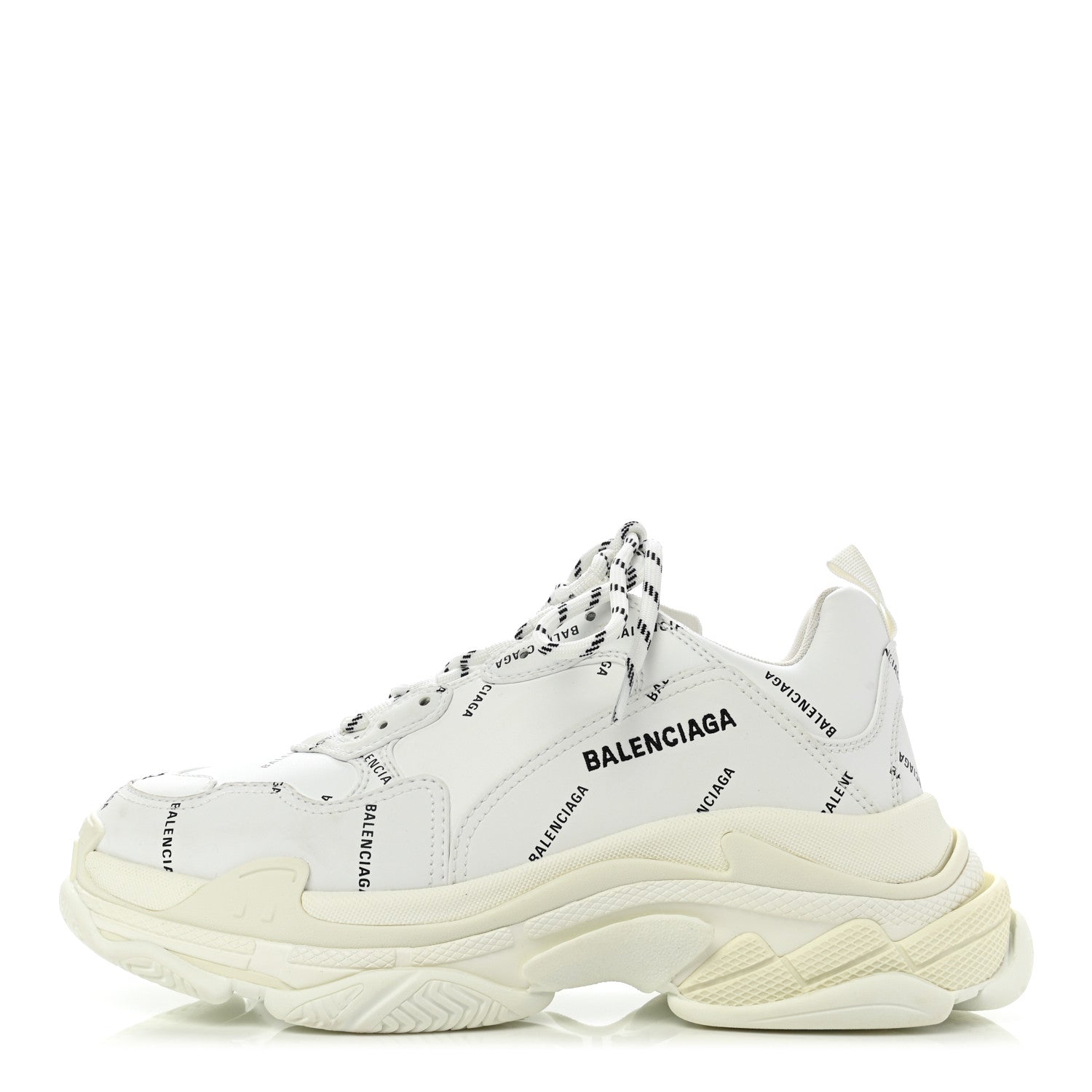 Balenciaga Technical Fabric Allover Logo Mens Triple S Sneakers 42 White Black 1 of 8
