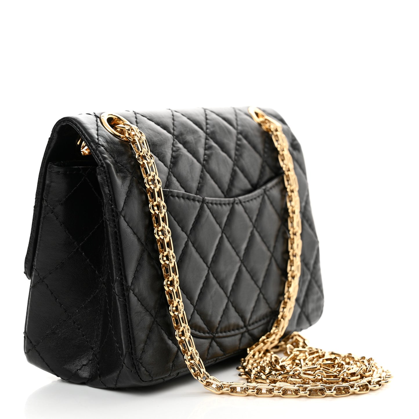 Aged Calfskin Quilted 2.55 Reissue Mini Flap Black