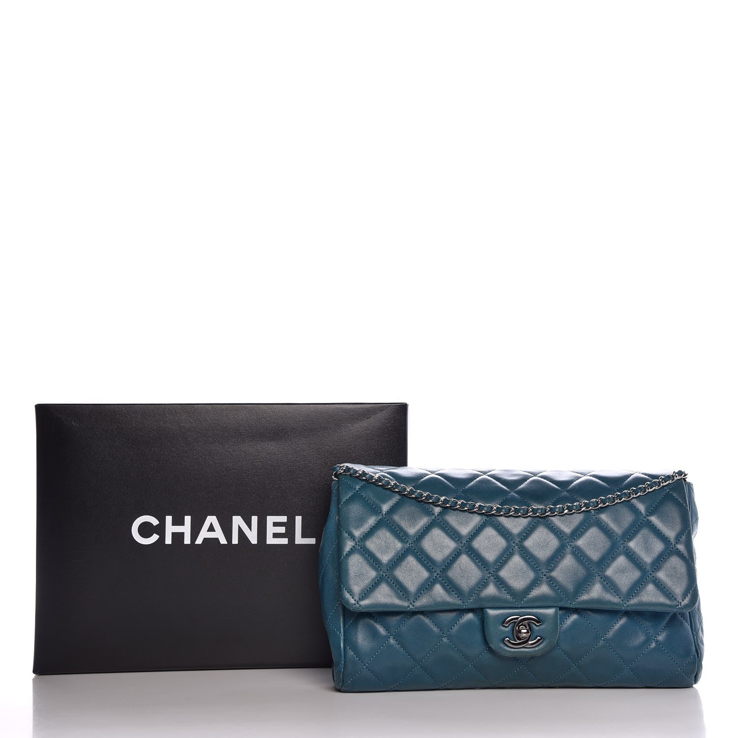 Chanel Lambskin Quilted Clutch With Chain Flap Turquoise 13 of 13