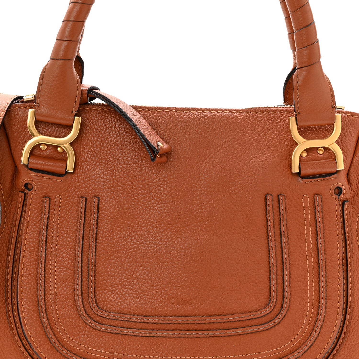Chloe Calfskin Braided Medium Marcie Double Carry Tan 8 of 10