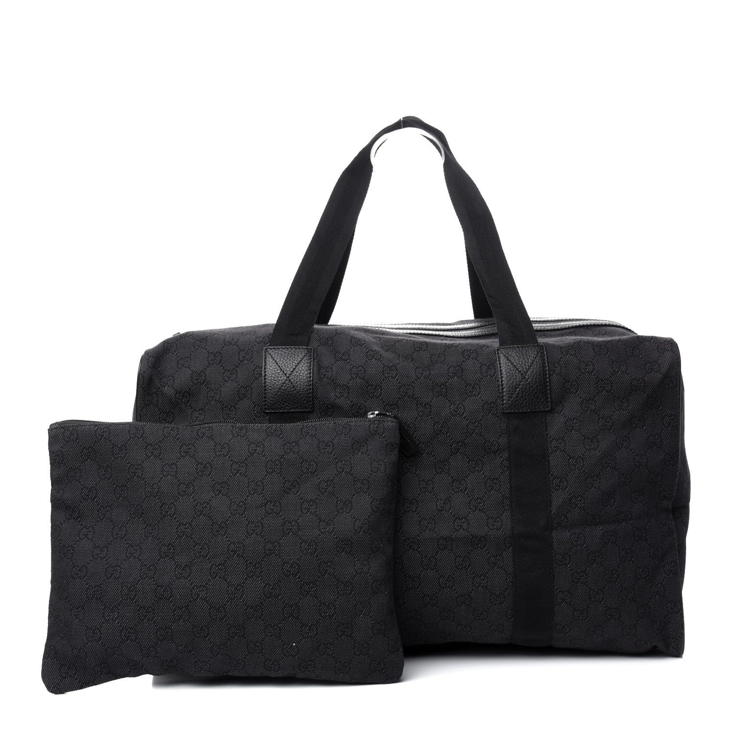Gucci Denim Monogram Large Collapsible Carry On Duffle Black 1 of 10
