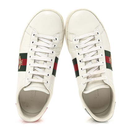Gucci Calfskin Ayers Bee Embroidered Womens Ace Sneakers 36.5 White Green 2 of 11