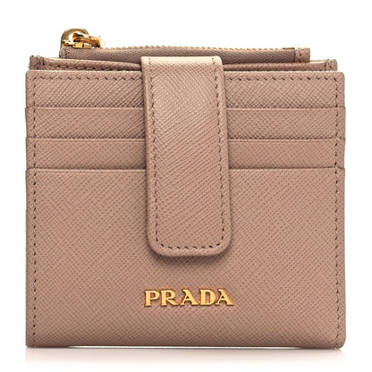 Prada Saffiano Metal Card Holder Compact Wallet Cipria 1 of 8