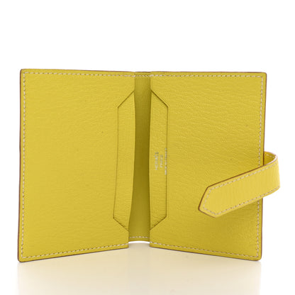 Hermes Chevre Mysore Bearn Card Holder Wallet Lime 5 of 11