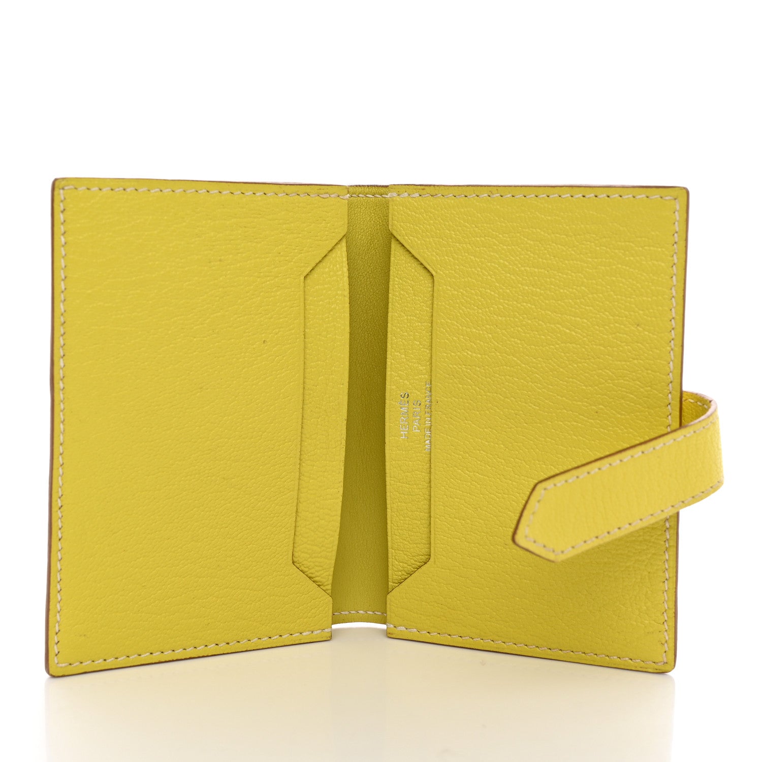 Hermes Chevre Mysore Bearn Card Holder Wallet Lime 5 of 11