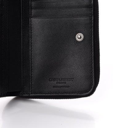 Saint Laurent Patent Leopard Print Compact Zip Around Wallet Black Red 7 of 7