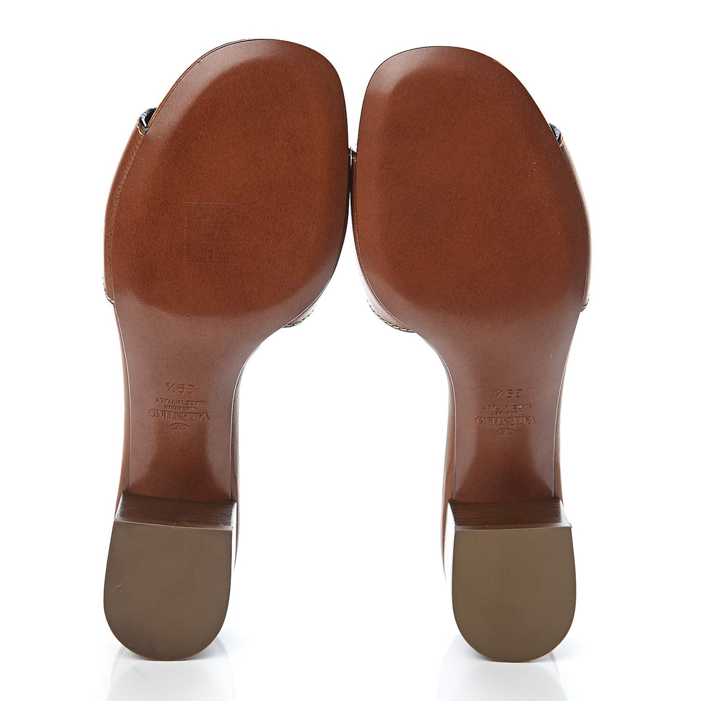 Grainy Cowhide VLogo 45mm Slide Sandals 39.5 Cuoio
