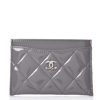 Chanel Patent Calfskin Quilted Card Holder Grey 1 of 8