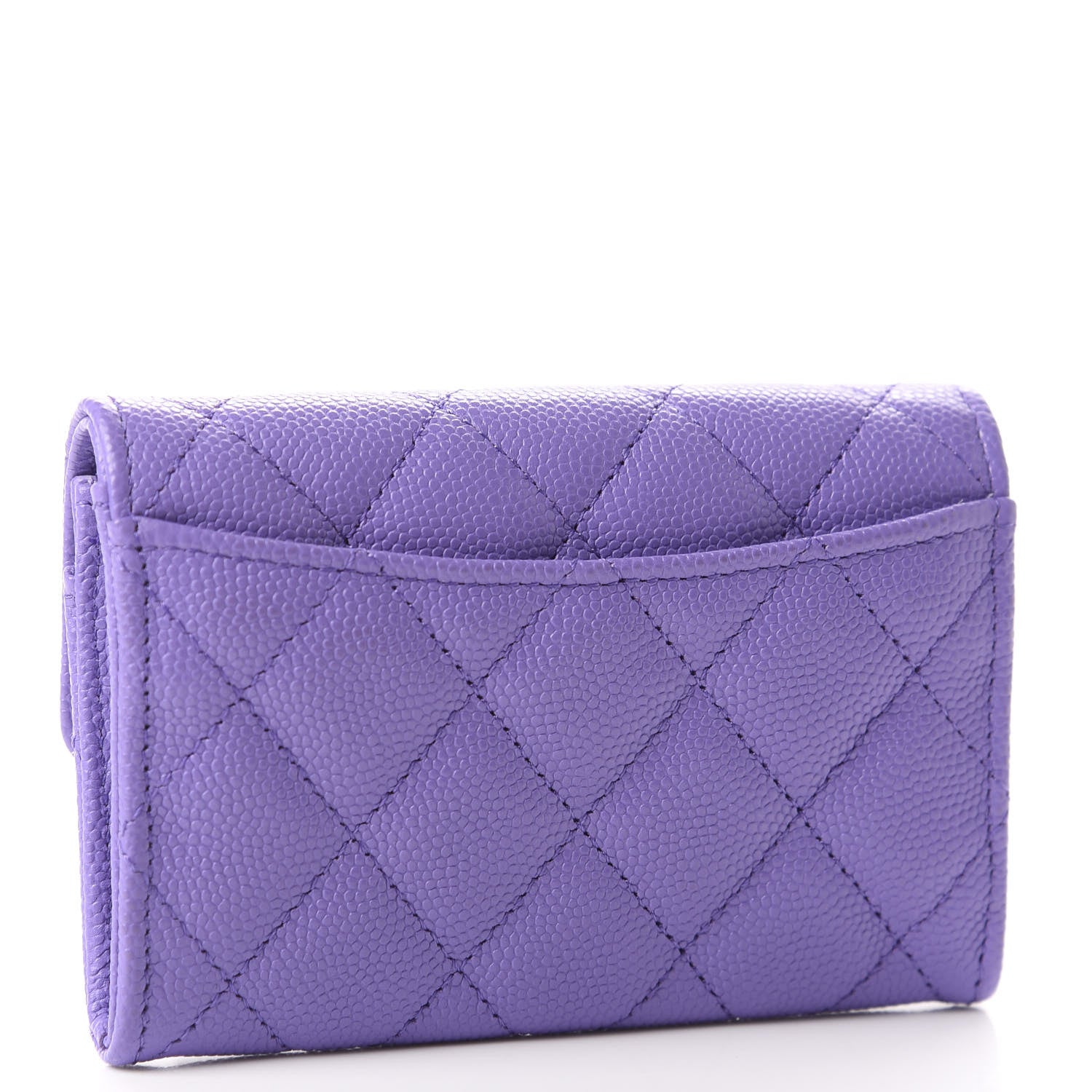 Chanel Caviar Quilted Flap Card Holder Wallet Purple 3 of 9