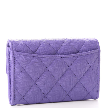 Chanel Caviar Quilted Flap Card Holder Wallet Purple 3 of 9