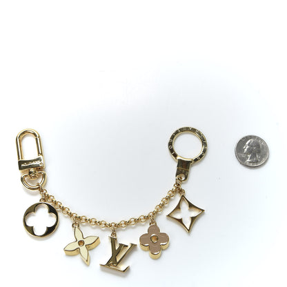 Louis Vuitton Brass Enamel Fleur De Monogram Bag Charm Chain Gold 3 of 6