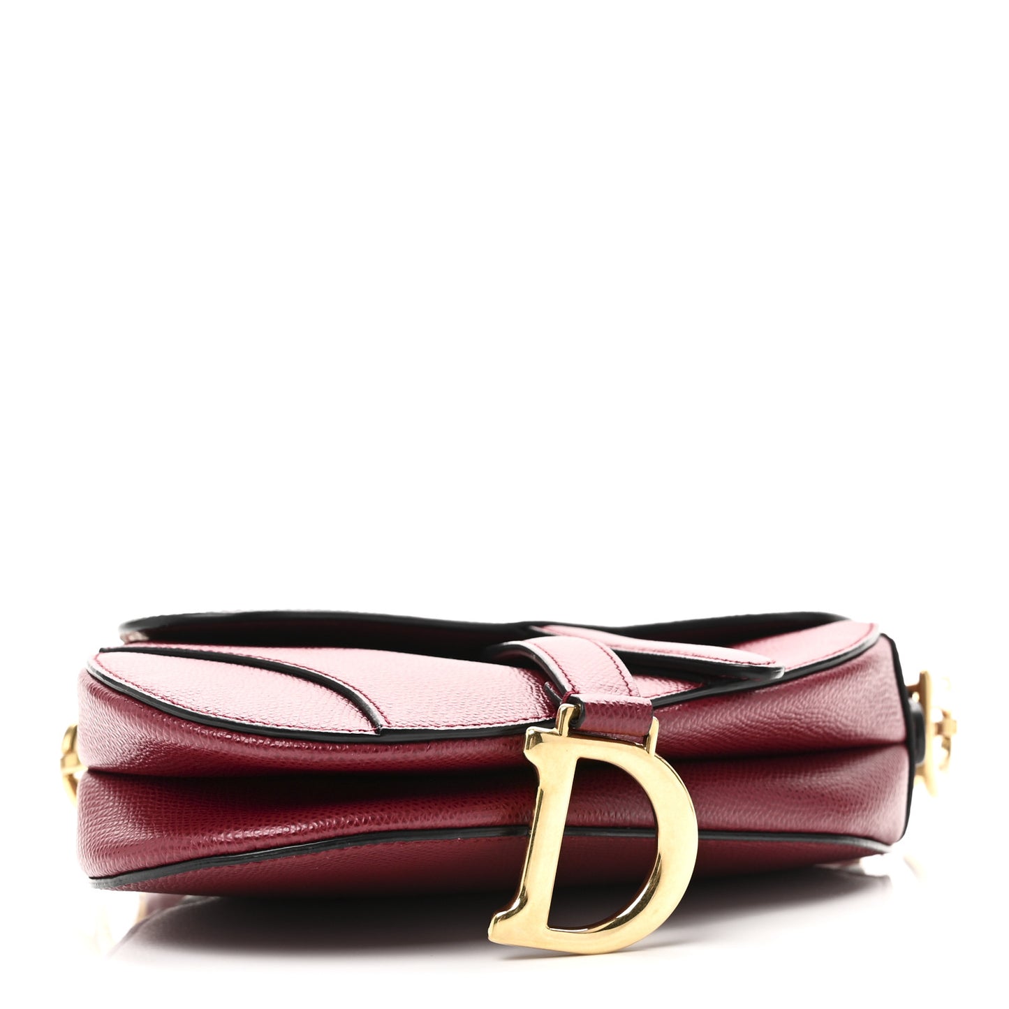 Grained Calfskin Mini Saddle Bag Red