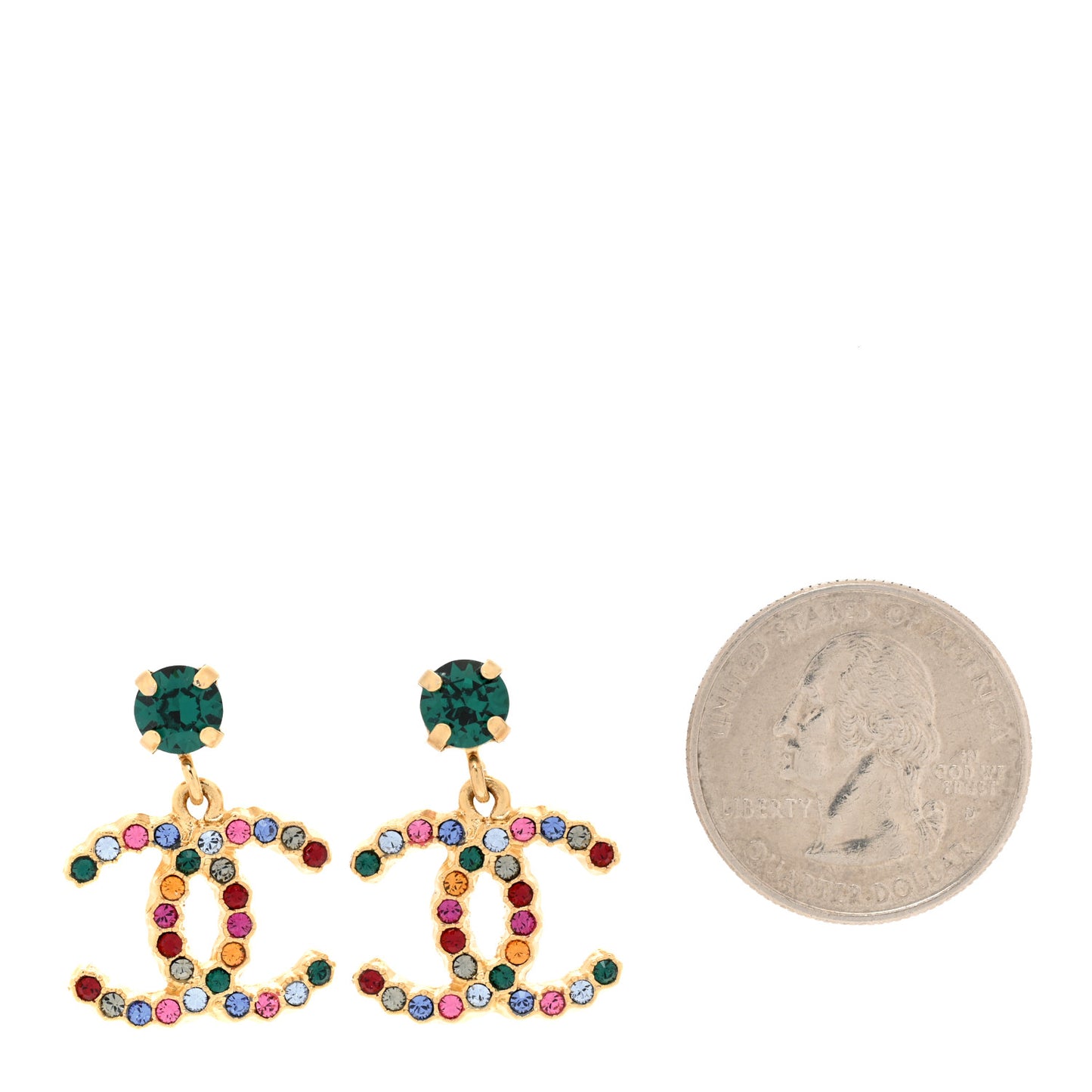 Crystal Over The Rainbow CC Drop Earrings Gold Multicolor