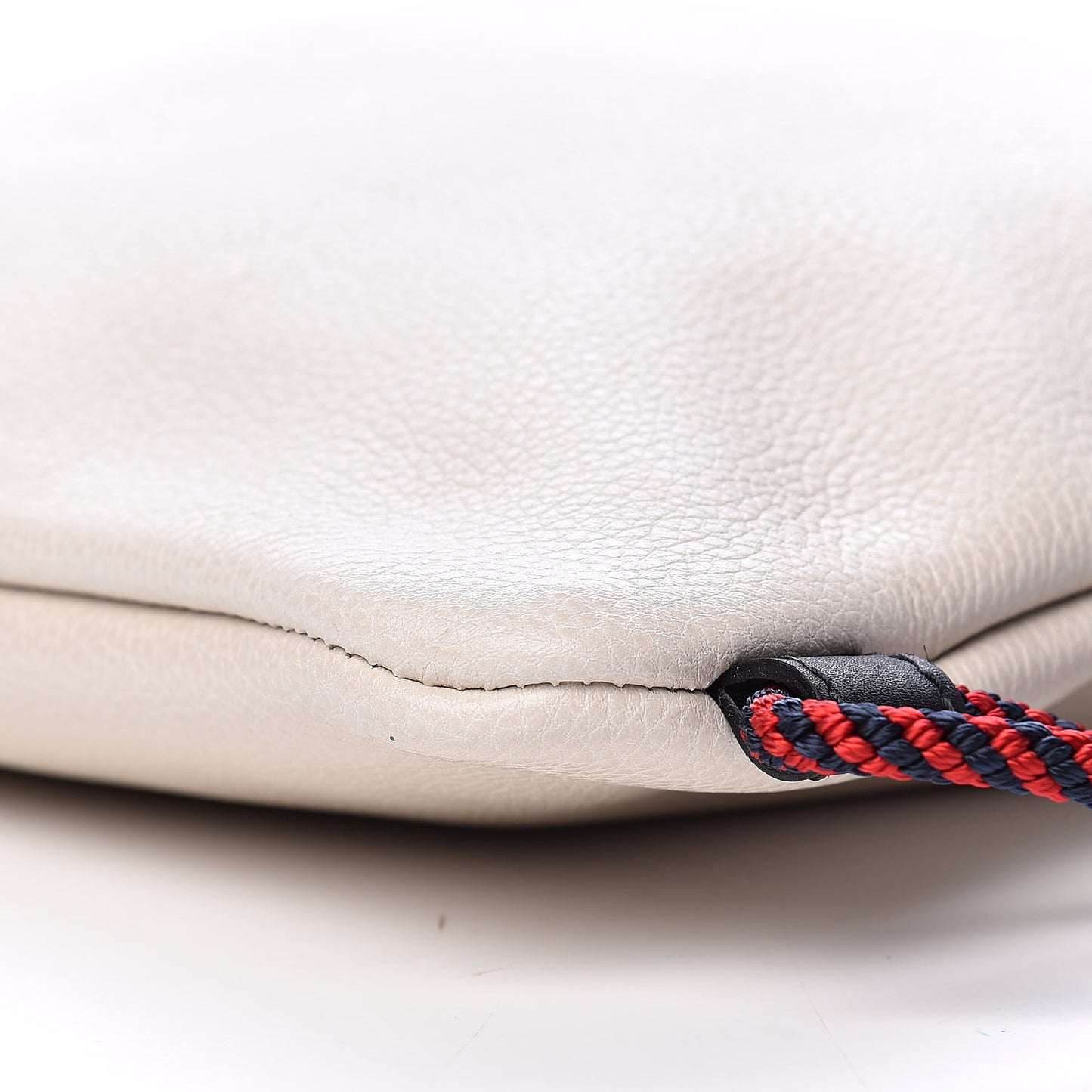 Calfskin Logo Drawstring Backpack Mystic White