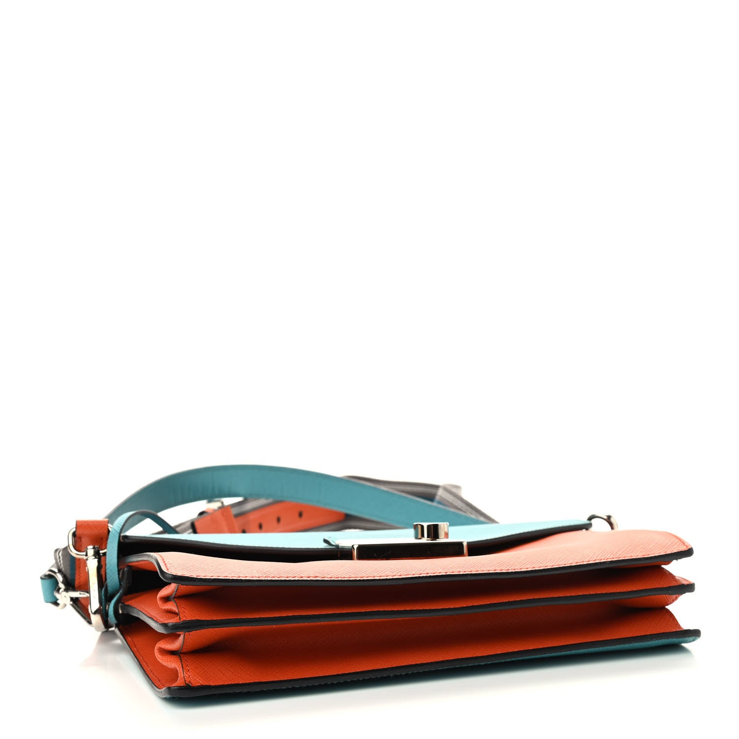 Prada Saffiano Lux Bi-Color Sound Shoulder Bag Papaya Turchese 4 of 8