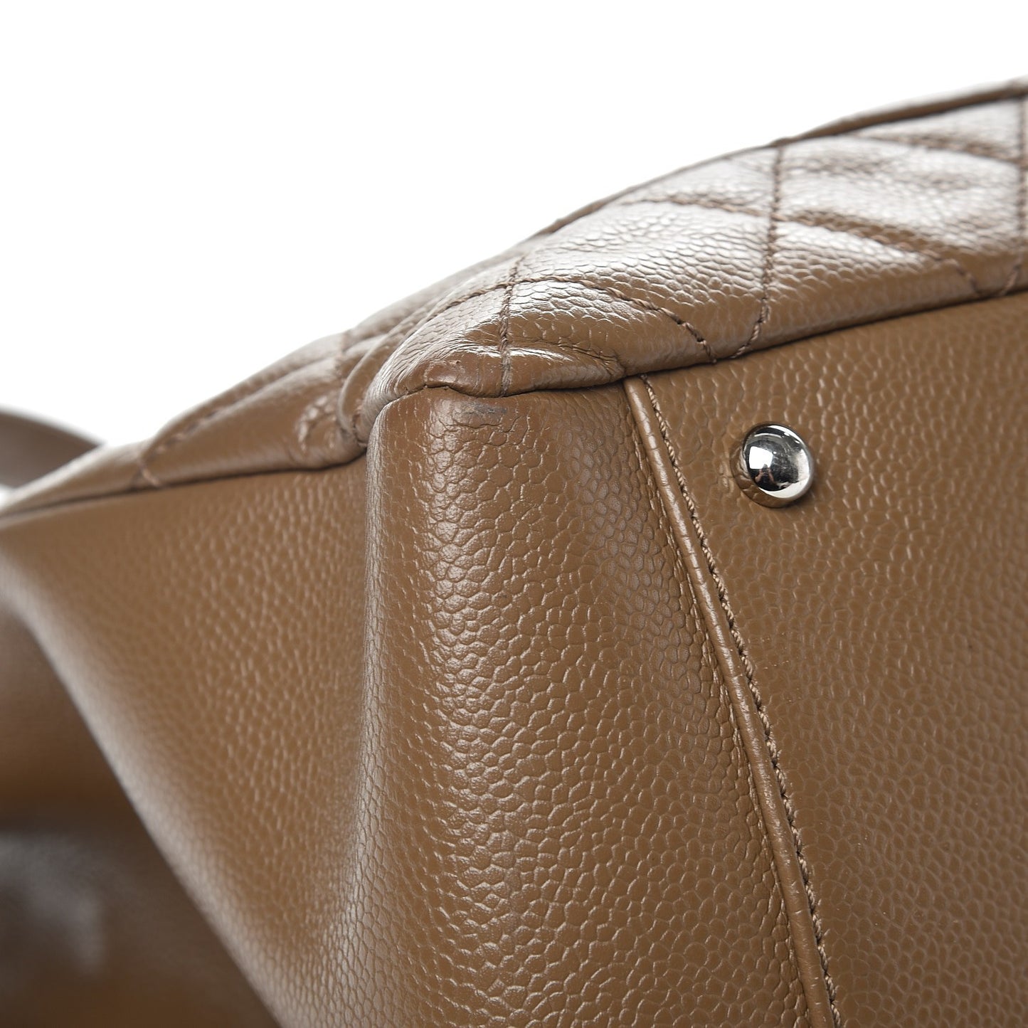 Caviar Quilted XL Grand Shopping Tote GST Dark Beige