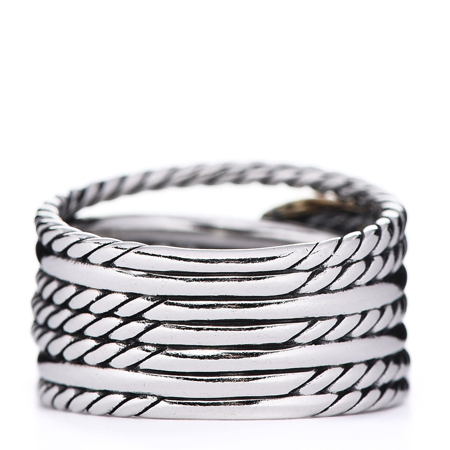 David Yurman Sterling Silver 18K Yellow Gold Double X Crossover Ring 55 7.25 3 of 4