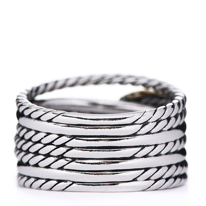 David Yurman Sterling Silver 18K Yellow Gold Double X Crossover Ring 55 7.25 3 of 4