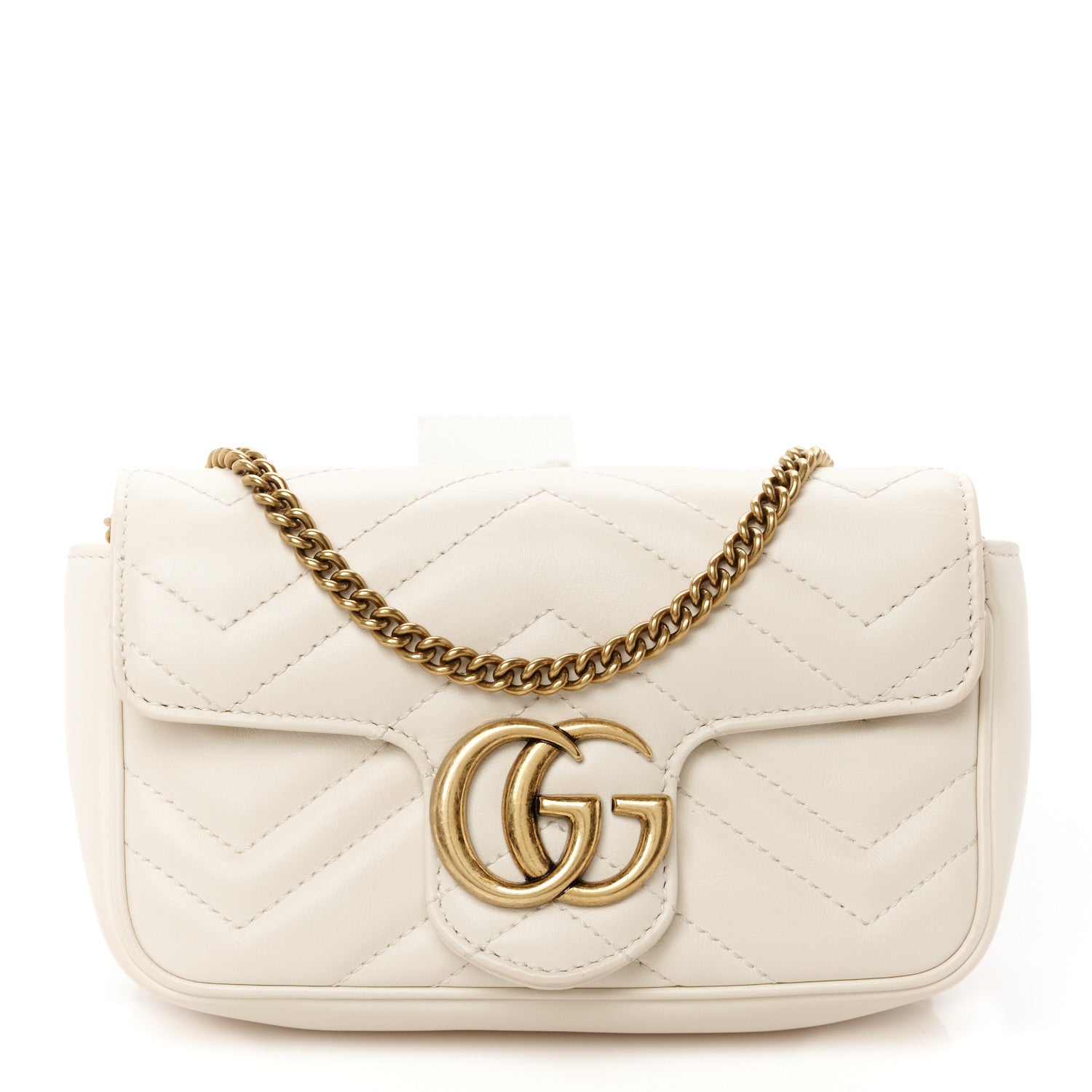 Gucci Calfskin Matelasse Super Mini GG Marmont Shoulder Bag White 1 of 10