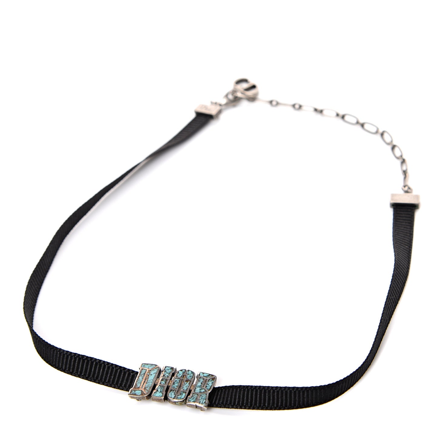 Grosgrain Turquoise Choker Necklace Black