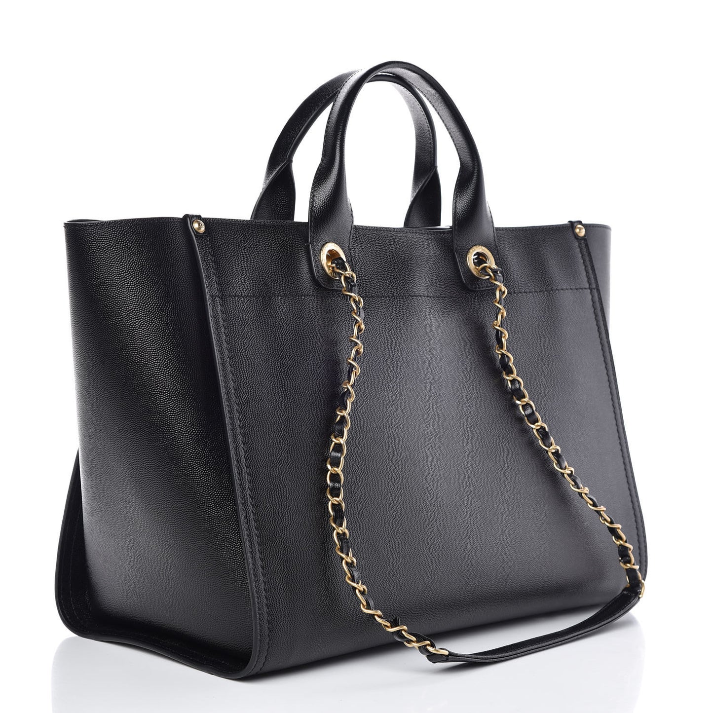 Caviar Medium Studded Deauville Tote Black
