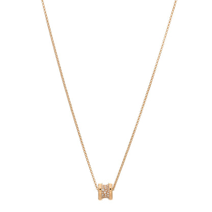 Bulgari 18K Rose Gold Diamond Small B.Zero1 Pave Pendant Necklace 1 of 3