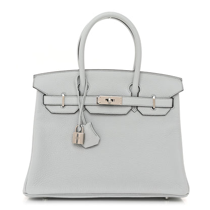 Hermes Taurillon Clemence Birkin 30 Bleu Pale 1 of 13