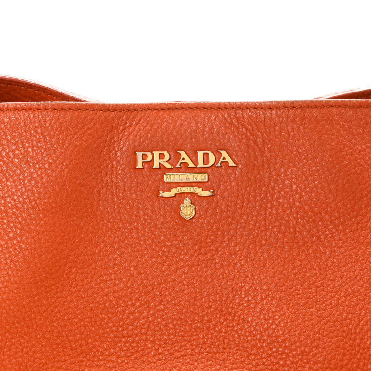 Prada Vitello Daino Side Pocket Tote Papaya 9 of 12