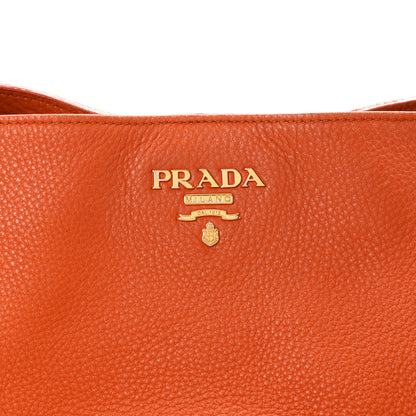Prada Vitello Daino Side Pocket Tote Papaya 9 of 12