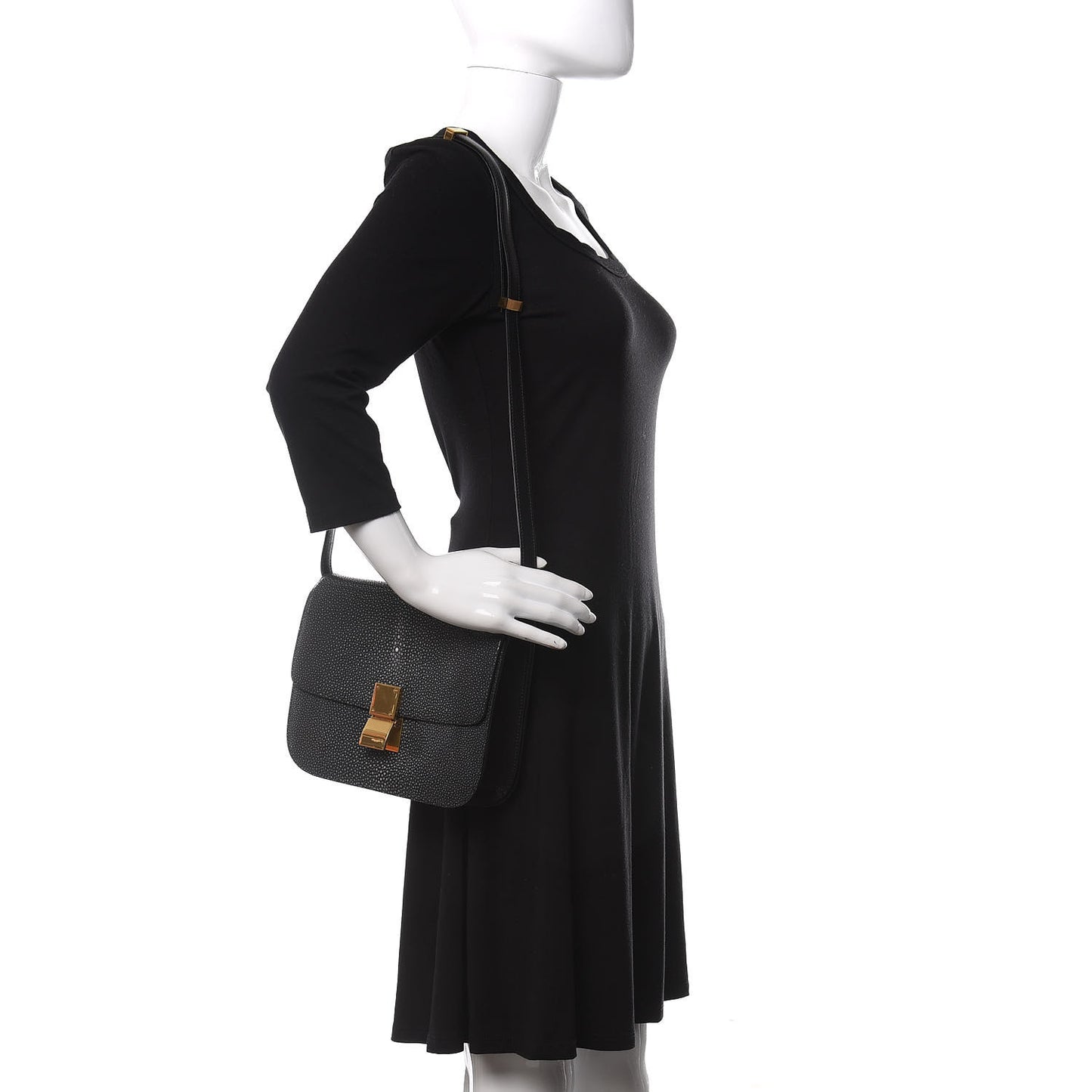 Stingray Medium Classic Box Flap Bag Navy