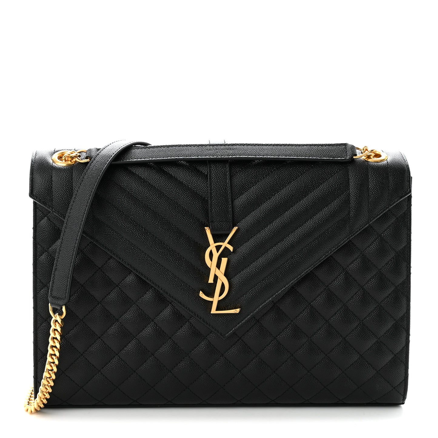 Grain De Poudre Textured Mixed Matelasse Large Triquilt Monogram Satchel Black