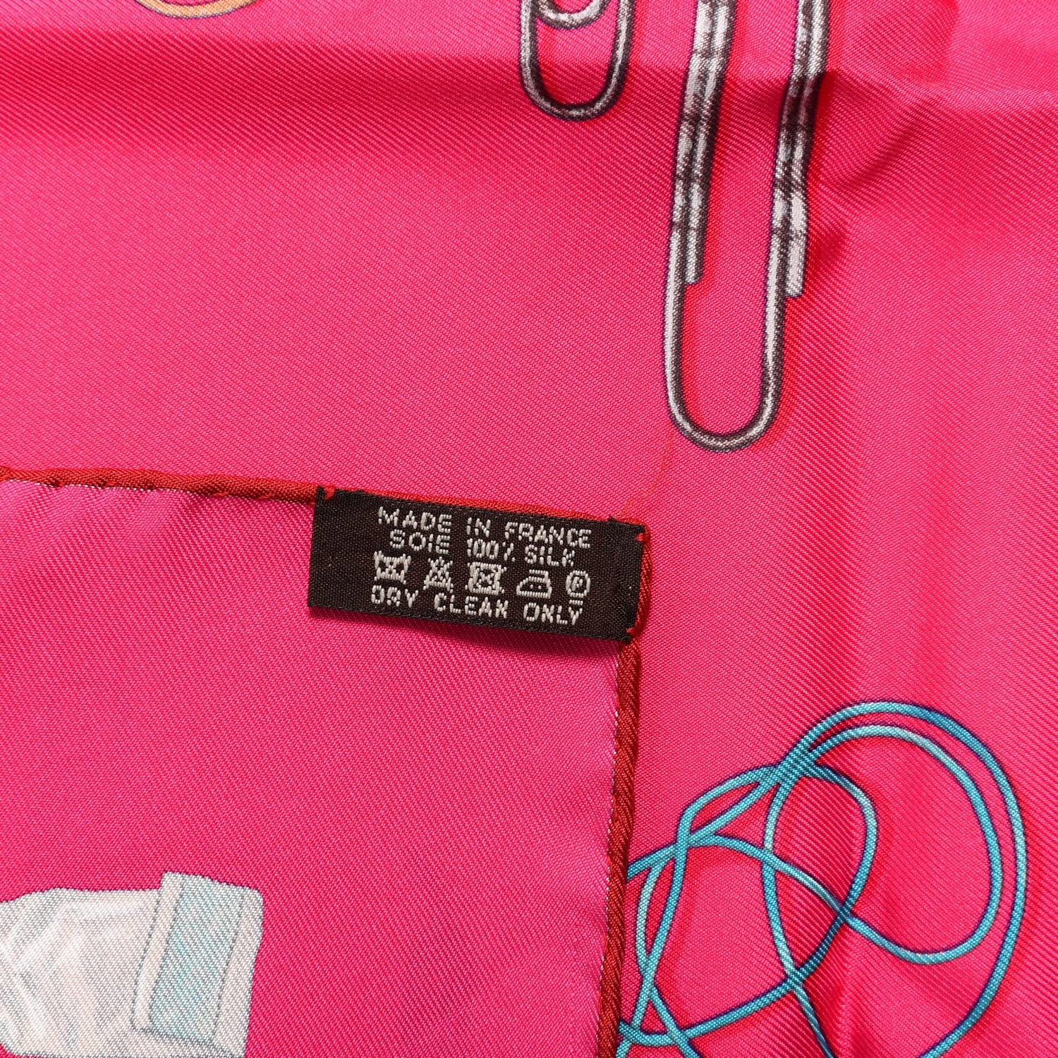 Hermes Silk In The Pocket Scarf 90 Rose Vif Turquoise Violet 3 of 4
