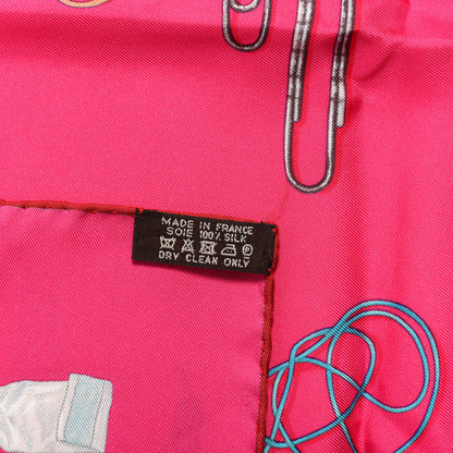 Hermes Silk In The Pocket Scarf 90 Rose Vif Turquoise Violet 3 of 4