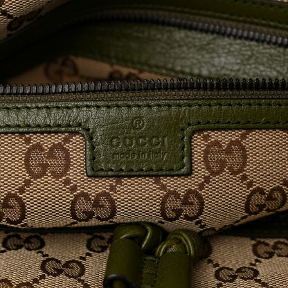 Gucci Piuma Lux Energy Monochrome Double G Drawstring Tote Military Wood 6 of 12