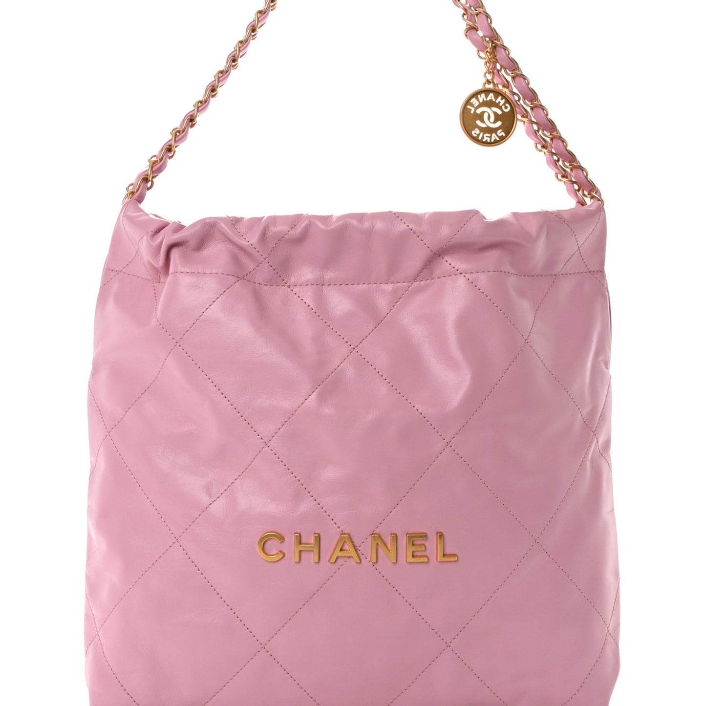 Shiny Calfskin Quilted Small Chanel 22 Dark Pink